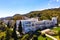 Aerial shot of Livadia Palace with a beautiful landscaped garden in Crimea