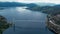 Aerial shot Lysefjordbrua bridge in Western Norway