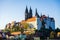 Aerial shot of Meissen Cathedral and Albrechtsburg castle in Germany