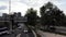 Aerial shot of Mexico City highway during traffic on a cloudy morning. Time-lapse.