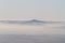 Aerial shot of the misty Black Mountains in Wales