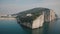 Aerial shot of the Montagna Spaccata or Broken Mountain in Gaeta, Italy