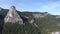 Aerial Shot Of Montains, summer time, Carpathian pine forest view