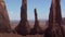 Aerial shot of monument valley spires