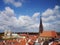 Aerial shot of Munster, Germany under blue sky and white clouds