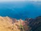 Aerial shot of the Na Pali cliffs on the Kauai Island of Hawaii