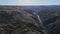 Aerial shot of a narrow river in Arribes of Duero National Park, Salamanca, Spain