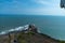 Aerial shot of Nghinh Phong cape with blue ocean in Vung Tau, Vietnam