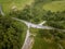 Aerial shot over the woods near the Hardy\'s Monument, Dorchester, UK