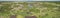 Aerial shot panorama of typical Pantanal Wetlands landscape with lagoons, forest, meadows, river, fields, Mato Grosso, Brazil