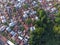 Aerial shot of Pemba island, zanzibar archipelago. Wete city at sunset time