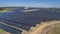 Aerial shot of photovoltaics solar farm. Solar farm power station from above. Ecological renewable energy