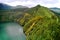 Aerial shot picturesque paradise of Sete Cidades in Azores