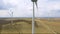 Aerial shot of power generating windmill