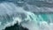 Aerial shot of powerful tsunami wave. Slow motion