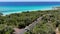 Aerial shot of road and bush along scenic coast of South Western Australia