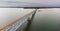 Aerial shot of the Robert O Norris bridge spanning the Rappahannock River in Virginia.