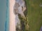 Aerial shot of the seashore at Bowleaze Cove, Weymouth, Dorset