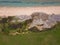 Aerial shot of the seashore at Bowleaze Cove, Weymouth, Dorset