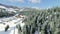 Aerial shot of ski resort in the mountains. 3D