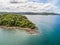 Aerial shot of the tropical beach Playa Arenillas in Costa Rica in peninsula Papagayo coast in guanacaste