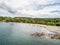 Aerial shot of the tropical beach Playa Arenillas in Costa Rica in peninsula Papagayo coast in guanacaste