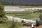 Aerial shot of Val di Non-Trentino Italy countryside apple plants covered for hail