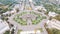 Aerial shot of VDNKh square in Moskow, people walking on weekend