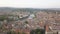 Aerial shot of Verona, Italy at sunset of Adige River