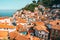 Aerial shot of the village of Cudillero on the shore of the ocean in Asturias, Spain