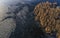 Aerial shot of Winter Lake Or River With Ice Floes