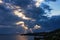 Aerial shot of a wonderful cloudy sky with yellow sunshine