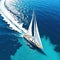 aerial shot of a yacht on a clear blue Photo taken by a