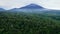 Aerial shots of Bali\'s scenic rice terraces & with background of mountain landscape morning