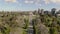 Aerial of Shrine of Remembrance in Melbourne during the day, slow dolly towards subject