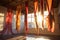 aerial silks hanging in a sunlit studio