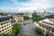 Aerial skyline view of Hanoi city, Vietnam. Hanoi cityscape by sunset period at August Revolution Square, with Hanoi Opera House