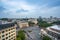 Aerial skyline view of Hanoi city, Vietnam. Hanoi cityscape by sunset period at August Revolution Square, with Hanoi Opera House