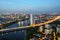 Aerial skyline view of Hanoi cityscape at twilight. Linh Dam peninsula, Hoang Mai district, Hanoi, Vietnam