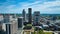 Aerial skyscraper buildings heart of downtown aerial Louisville Kentucky USA