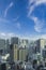 Aerial skyscraper view of office building and downtown and cityscapes of Tokyo city with blue sly and clouds background. Japan, A