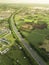 Aerial of SLEX and STAR Tollway in Sto Tomas, Batangas. Empty fields and subdivisions