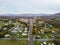 Aerial of the small town of Elkton, Virginia in the Shenandoah V