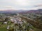 Aerial of the small town of Elkton, Virginia in the Shenandoah V