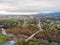 Aerial of the small town of Elkton, Virginia in the Shenandoah V