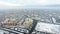 Aerial: Snow-capped city