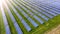 Aerial. Solar panels in a field. View above