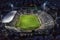 Aerial soot of the Toumba Stadium full of fans during a football
