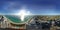 Aerial spherical 360 image Blue and Green Diamond Miami Beach In