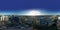 Aerial spherical 360 panorama Brickell Miami River cityscape
